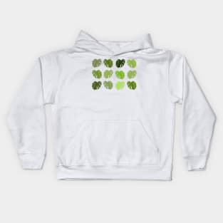 Monstera Leaves in greens Kids Hoodie